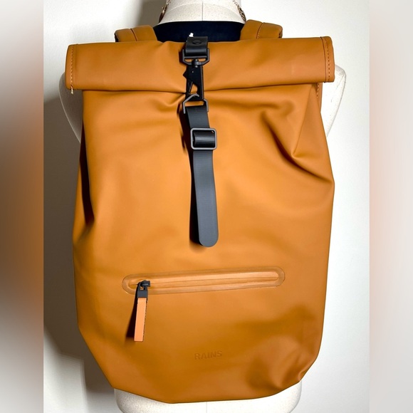 RAINS | Rolltop Rucksack | Rust | Waterproof Backpack | NWT - Picture 1 of 6